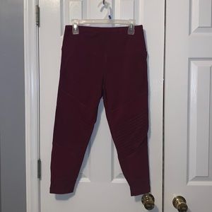 Burgundy capri moto Reebok leggings